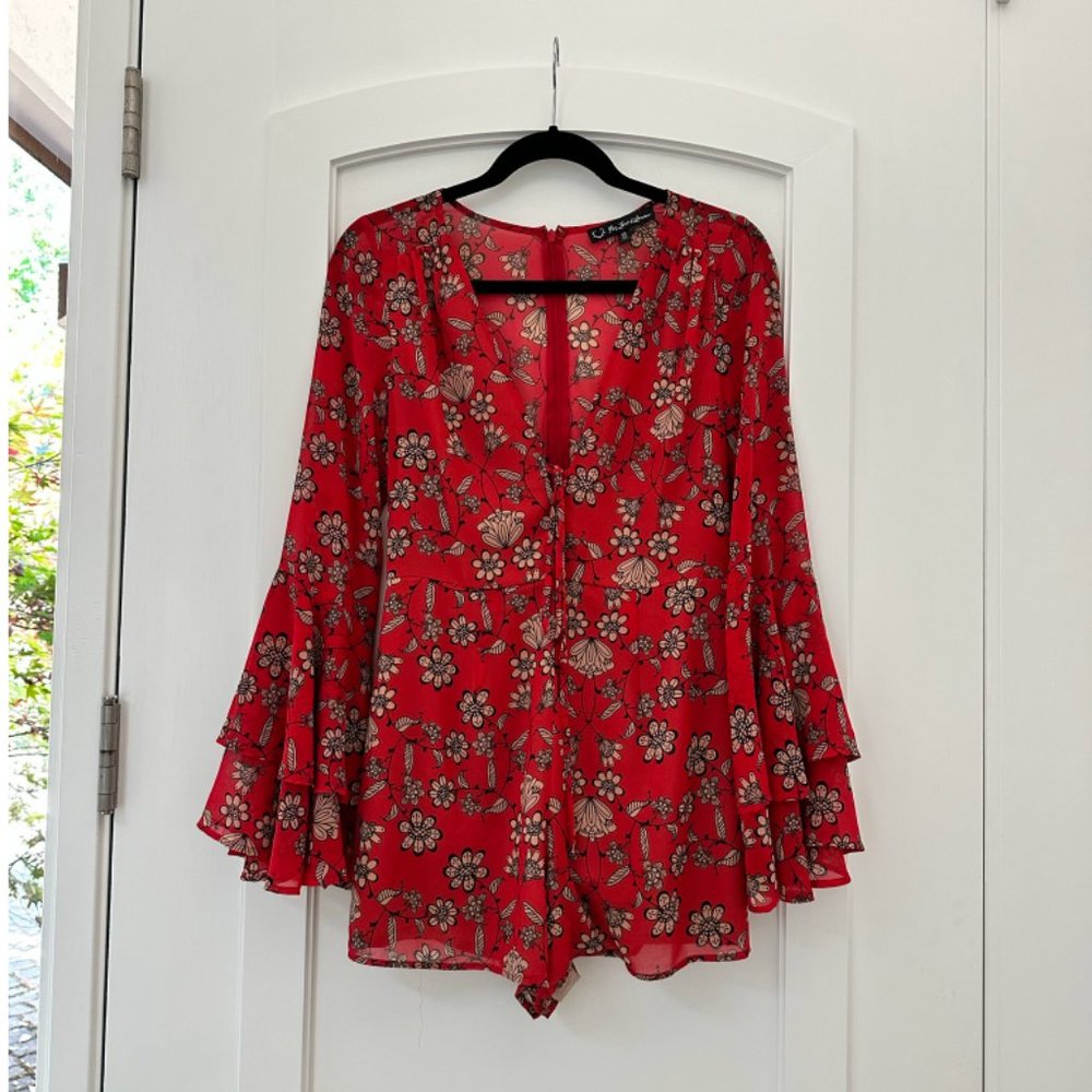 FOR LOVE & LEMONS Floral Print Plunge Neckline Romper - Picture 4 of 5